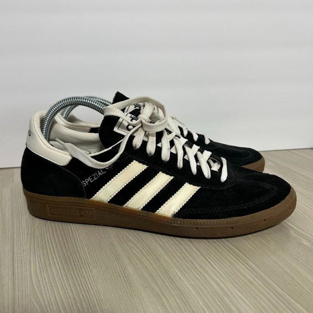 VTG 90s Adidas Handball Spezial Sneakers Mens 9 Black Suede Gum Sole